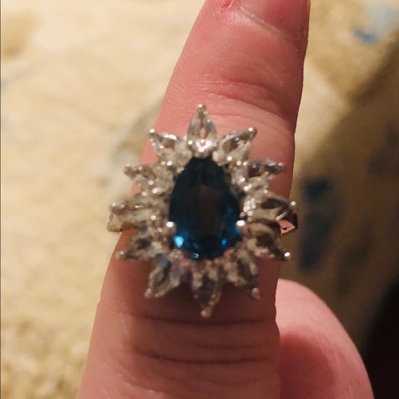 Jewelry - Sterl. silver & lab created white and blue topaz